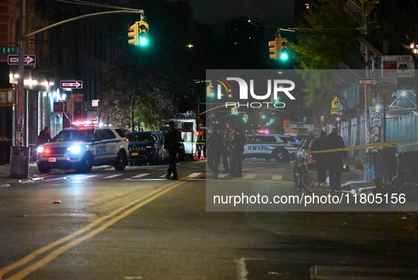 A person is shot in the Alphabet City neighborhood of Manhattan's East Village in New York, United States, on November 24, 2024. On Sunday m...