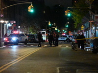 A person is shot in the Alphabet City neighborhood of Manhattan's East Village in New York, United States, on November 24, 2024. On Sunday m...