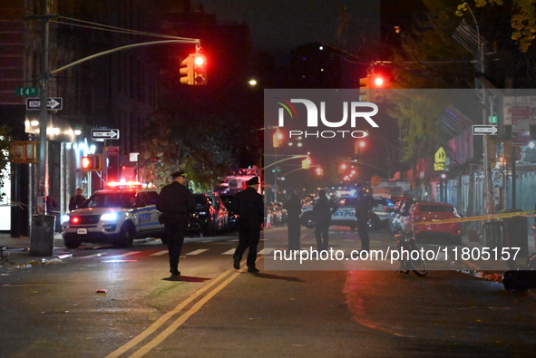 A person is shot in the Alphabet City neighborhood of Manhattan's East Village in New York, United States, on November 24, 2024. On Sunday m...