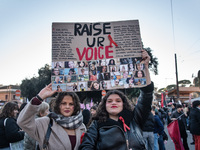 The ''Non Una Di Meno'' movement holds a demonstration named ''disarm the patriarchy'' in Rome, Italy, on November 23, 2024. Thousands of pe...