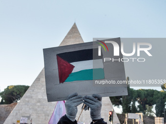 The ''Non Una Di Meno'' movement holds a demonstration named ''disarm the patriarchy'' in Rome, Italy, on November 23, 2024. Thousands of pe...