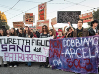 The ''Non Una Di Meno'' movement holds a demonstration named ''disarm the patriarchy'' in Rome, Italy, on November 23, 2024. Thousands of pe...