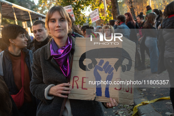 The ''Non Una Di Meno'' movement holds a demonstration named ''disarm the patriarchy'' in Rome, Italy, on November 23, 2024. Thousands of pe...