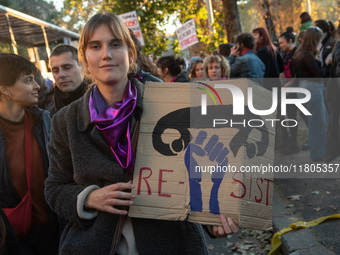 The ''Non Una Di Meno'' movement holds a demonstration named ''disarm the patriarchy'' in Rome, Italy, on November 23, 2024. Thousands of pe...