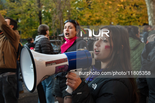 The ''Non Una Di Meno'' movement holds a demonstration named ''disarm the patriarchy'' in Rome, Italy, on November 23, 2024. Thousands of pe...