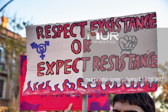 The ''Non Una Di Meno'' movement holds a demonstration named ''disarm the patriarchy'' in Rome, Italy, on November 23, 2024. Thousands of pe...