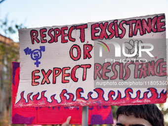 The ''Non Una Di Meno'' movement holds a demonstration named ''disarm the patriarchy'' in Rome, Italy, on November 23, 2024. Thousands of pe...