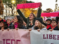 The ''Non Una Di Meno'' movement holds a demonstration named ''disarm the patriarchy'' in Rome, Italy, on November 23, 2024. Thousands of pe...