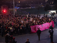 The ''Non Una Di Meno'' movement holds a demonstration named ''disarm the patriarchy'' in Rome, Italy, on November 23, 2024. Thousands of pe...