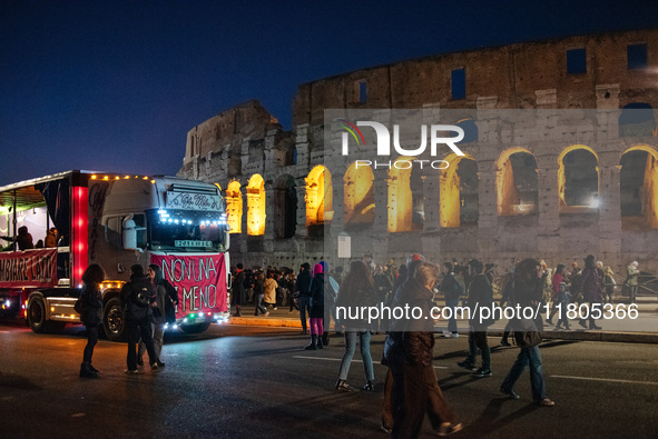 The ''Non Una Di Meno'' movement holds a demonstration named ''disarm the patriarchy'' in Rome, Italy, on November 23, 2024. Thousands of pe...