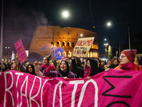 The ''Non Una Di Meno'' movement holds a demonstration named ''disarm the patriarchy'' in Rome, Italy, on November 23, 2024. Thousands of pe...