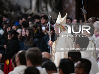 Pope Francis presides over a mass on the occasion of Youth Day in St. Peter's Basilica at the Vatican on November 24, 2024. (