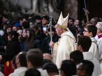 Pope Francis presides over a mass on the occasion of Youth Day in St. Peter's Basilica at the Vatican on November 24, 2024. (