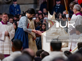 Pope Francis leads a mass on World Youth Day at St. Peter's Basilica in The Vatican, on November 24, 2024. (