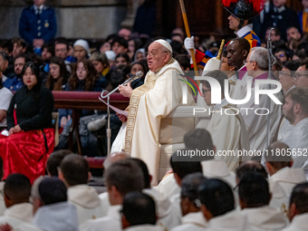 Pope Francis leads a mass on World Youth Day at St. Peter's Basilica in The Vatican, on November 24, 2024. (