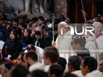 Pope Francis leads a mass on World Youth Day at St. Peter's Basilica in The Vatican, on November 24, 2024. (