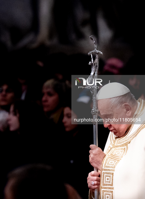 Pope Francis leads a mass on World Youth Day at St. Peter's Basilica in The Vatican, on November 24, 2024. 