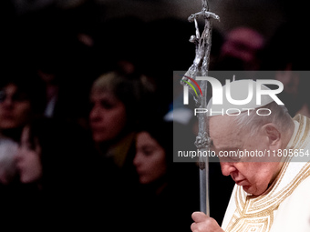 Pope Francis leads a mass on World Youth Day at St. Peter's Basilica in The Vatican, on November 24, 2024. (