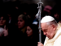 Pope Francis leads a mass on World Youth Day at St. Peter's Basilica in The Vatican, on November 24, 2024. (