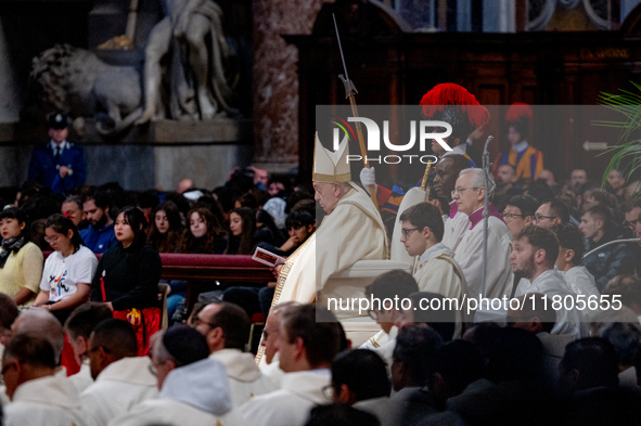 Pope Francis leads a mass on World Youth Day at St. Peter's Basilica in The Vatican, on November 24, 2024. 