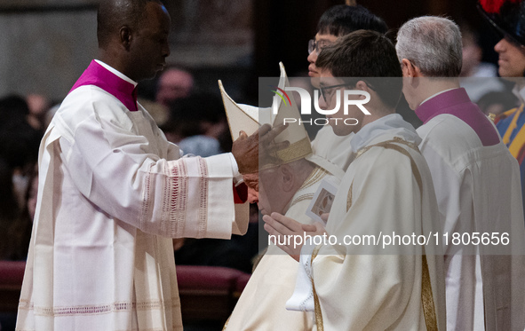 Pope Francis leads a mass on World Youth Day at St. Peter's Basilica in The Vatican, on November 24, 2024. 