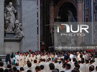 Pope Francis leads a mass on World Youth Day at St. Peter's Basilica in The Vatican, on November 24, 2024. (