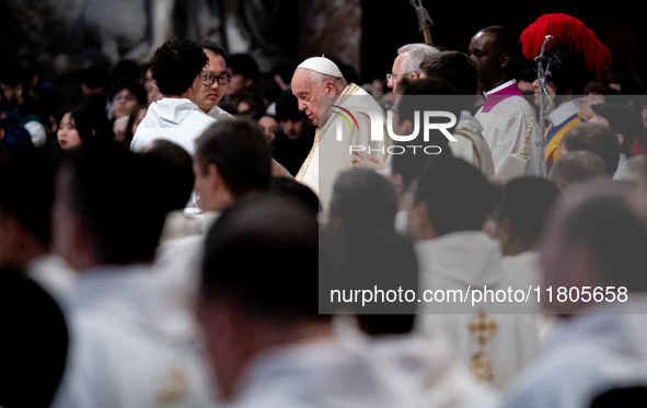 Pope Francis leads a mass on World Youth Day at St. Peter's Basilica in The Vatican, on November 24, 2024. 