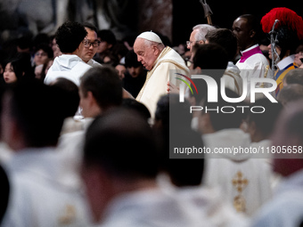 Pope Francis leads a mass on World Youth Day at St. Peter's Basilica in The Vatican, on November 24, 2024. (