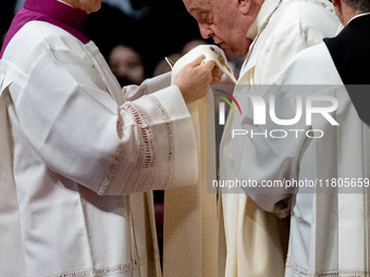 Pope Francis leads a mass on World Youth Day at St. Peter's Basilica in The Vatican, on November 24, 2024. (