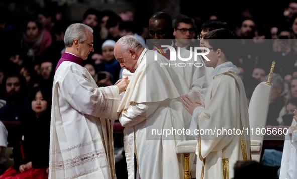 Pope Francis leads a mass on World Youth Day at St. Peter's Basilica in The Vatican, on November 24, 2024. 