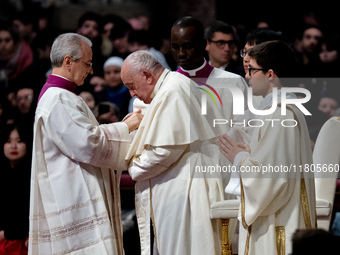 Pope Francis leads a mass on World Youth Day at St. Peter's Basilica in The Vatican, on November 24, 2024. (