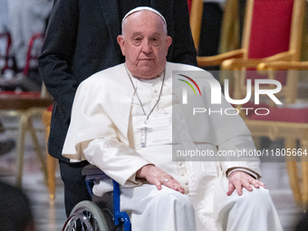 Pope Francis leads a mass on World Youth Day at St. Peter's Basilica in The Vatican, on November 24, 2024. (