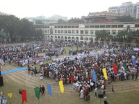 Catholics participate in the annual Corpus Christi procession in Kolkata, India, on November 24, 2024. (