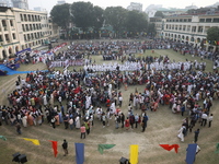 Catholics participate in the annual Corpus Christi procession in Kolkata, India, on November 24, 2024. (