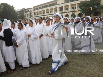 Catholic nuns from the Missionaries of Charity, the global order of nuns founded by Saint Mother Teresa, participate in the annual Corpus Ch...