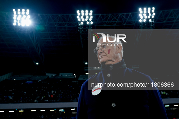 Claudio Ranieri head coach of AS Roma looks on during the serie Serie A Enilive match between SSC Napoli and AS Roma at Stadio Diego Armando...