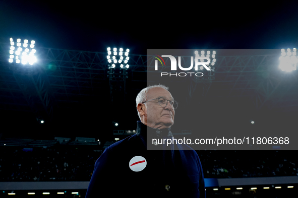 Claudio Ranieri head coach of AS Roma looks on during the serie Serie A Enilive match between SSC Napoli and AS Roma at Stadio Diego Armando...