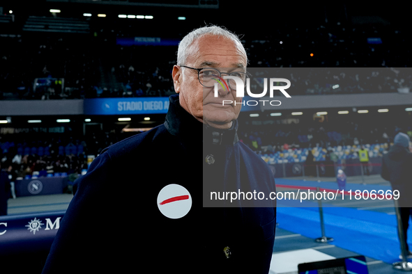 Claudio Ranieri head coach of AS Roma looks on during the serie Serie A Enilive match between SSC Napoli and AS Roma at Stadio Diego Armando...