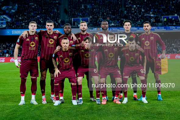 As Roma line up during the serie Serie A Enilive match between SSC Napoli and AS Roma at Stadio Diego Armando Maradona on November 24, 2024...