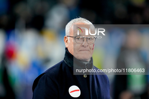 Claudio Ranieri head coach of AS Roma looks on during the serie Serie A Enilive match between SSC Napoli and AS Roma at Stadio Diego Armando...