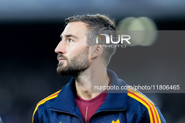 Bryan Cristante of AS Roma looks on during the serie Serie A Enilive match between SSC Napoli and AS Roma at Stadio Diego Armando Maradona o...