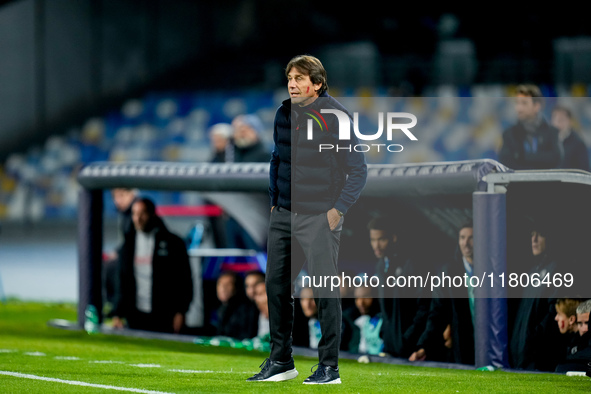 Antonio Conte Head Coach of SSC Napoli looks on during the serie Serie A Enilive match between SSC Napoli and AS Roma at Stadio Diego Armand...