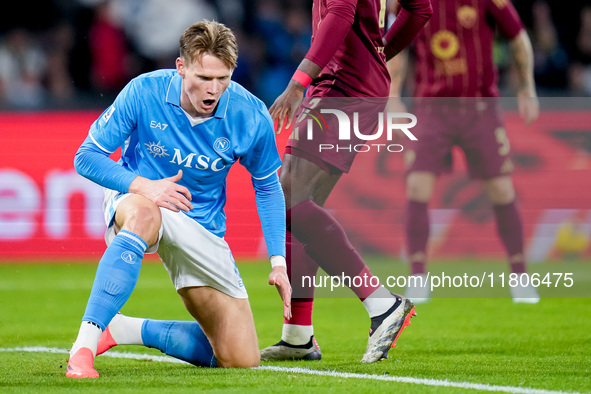 Scott McTominay of SSC Napoli reacts during the serie Serie A Enilive match between SSC Napoli and AS Roma at Stadio Diego Armando Maradona...