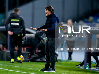 Antonio Conte Head Coach of SSC Napoli gestures during the serie Serie A Enilive match between SSC Napoli and AS Roma at Stadio Diego Armand...