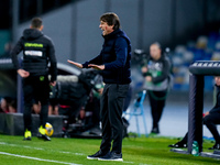 Antonio Conte Head Coach of SSC Napoli gestures during the serie Serie A Enilive match between SSC Napoli and AS Roma at Stadio Diego Armand...