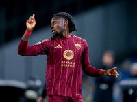 Manu Kone' of AS Roma gestures during the serie Serie A Enilive match between SSC Napoli and AS Roma at Stadio Diego Armando Maradona on Nov...