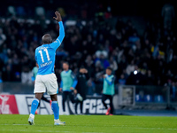 Romelu Lukaku of SSC Napoli celebrates after scoring first goal during the serie Serie A Enilive match between SSC Napoli and AS Roma at Sta...