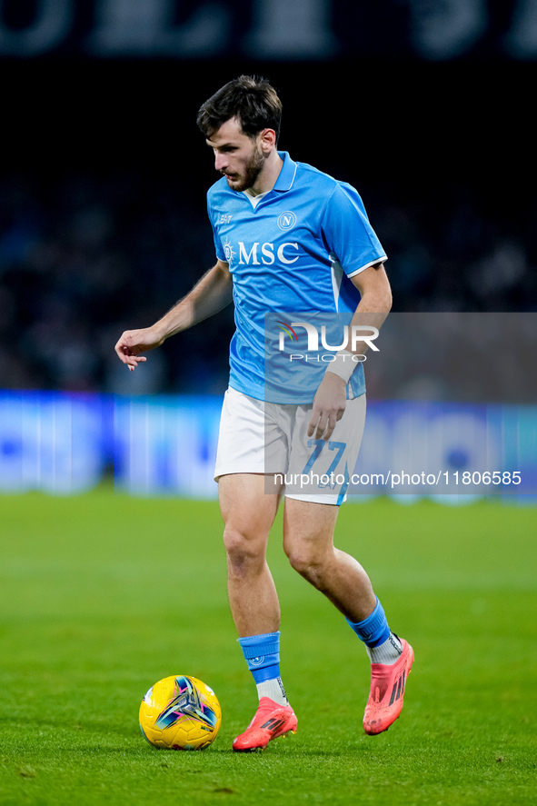 Khvicha Kvaratskhelia of SSC Napoli during the serie Serie A Enilive match between SSC Napoli and AS Roma at Stadio Diego Armando Maradona o...