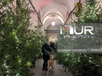 People enjoy the pre-Christmas atmosphere in the old town of Salzburg, Austria, on December 7, 2023. (