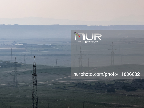 A landscape of suburbs of Baku, capital of Azerbaijan on November 24, 2024. 